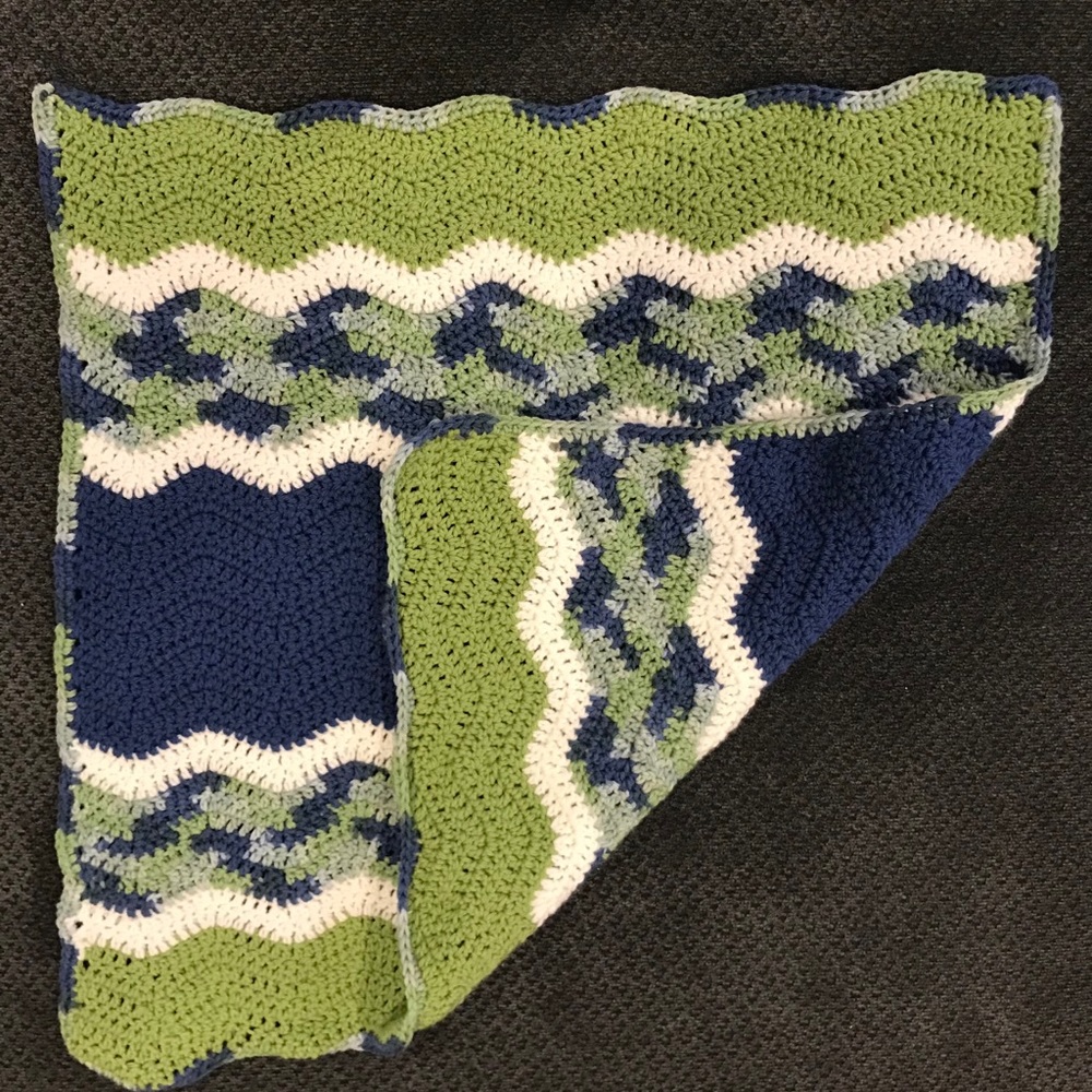 🆕 Tri-color Wavy Chevron Baby Blanket